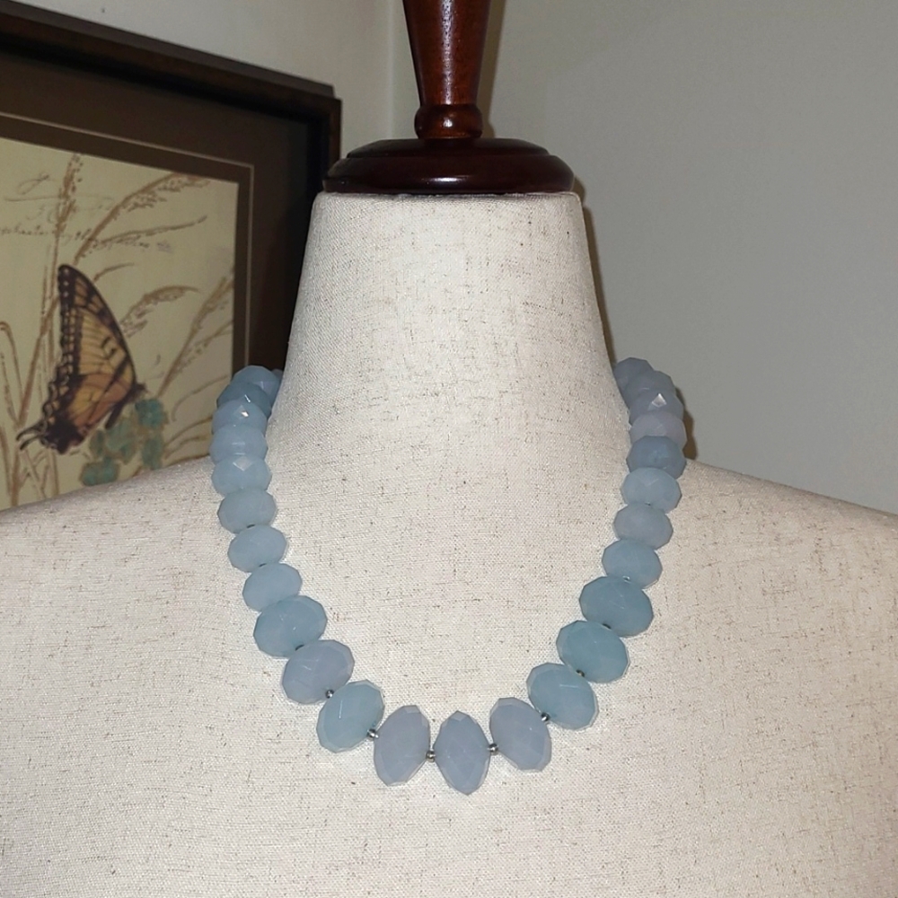Blue & Gold Beaded Statement Necklace